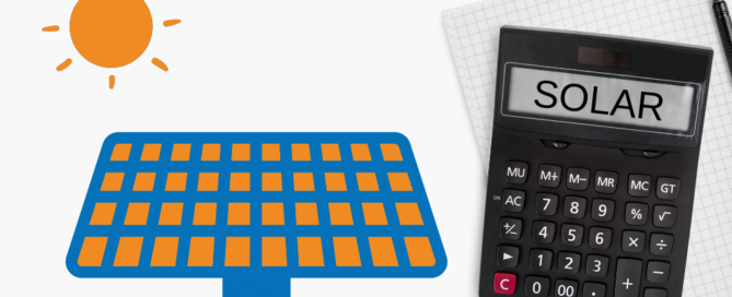 Calculator with solar panels graphic
