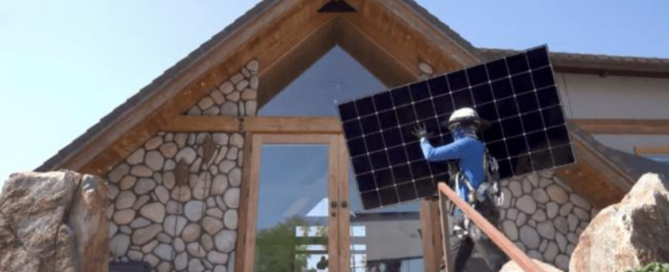 An installer is installing a Precis Solar panel on a home.