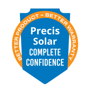 Precis Solar Complete Confidence warranty badge for reliable solar products